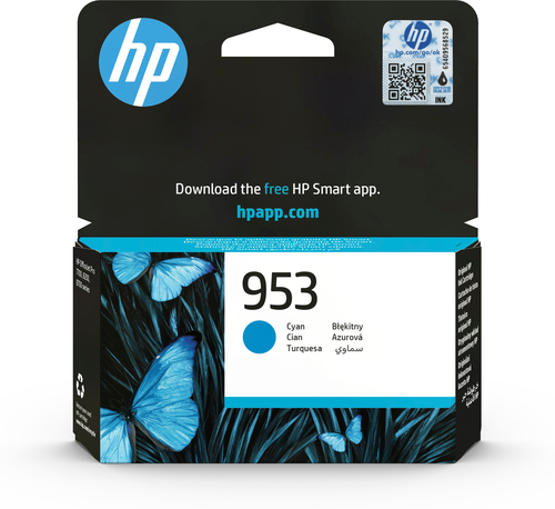 [F6U12AE] HP 953 Cyan Original Ink Cartridge, Rendement standard, Cyan, Encre à pigments, 9 ml, 1 pièce(s), 630 pages