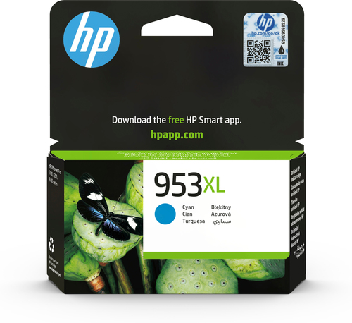 [F6U16AE] HP 953XL High Yield Cyan Original Ink Cartridge, Rendement élevé (XL), Cyan, Encre à pigments, 18 ml, 1 pièce(s), Paquet unique