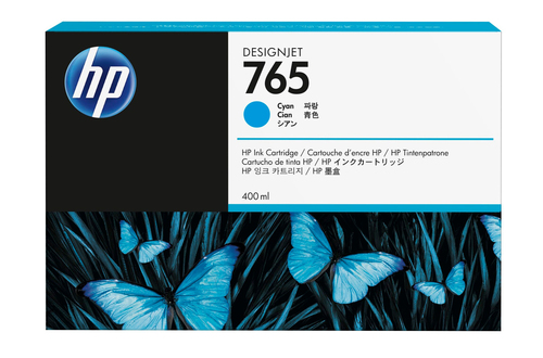 [F9J52A] HP 765 400-ml Cyan DesignJet Ink Cartridge, Rendement standard, Cyan, Encre à colorant, 400 ml, 1 pièce(s)