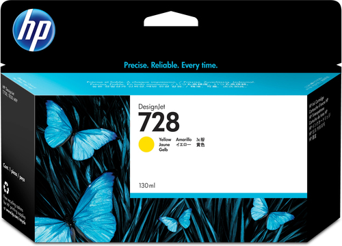 [F9J65A] HP 728 130-ml Yellow DesignJet Ink Cartridge, Rendement standard, Jaune, Encre à colorant, 130 ml, 1 pièce(s)