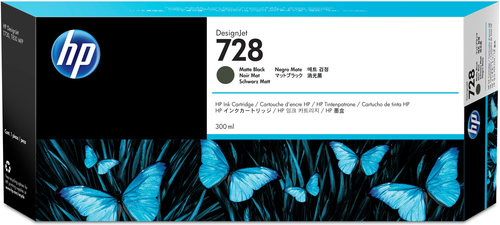 [F9J68A] HP 728 300-ml Matte Black DesignJet Ink Cartridge, Rendement élevé (XL), Noir mat, Encre à pigments, Encre à pigments, 300 ml, 1 pièce(s)