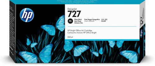 [F9J79A] HP 727 300-ml Photo Black DesignJet Ink Cartridge, Rendement élevé (XL), Photo noire, Encre à colorant, Encre à colorant, 300 ml, 1 pièce(s)
