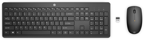 [1Y4D0UT] HP Ensemble clavier et souris sans fil 235, Taille réelle (100 %), Sans fil, RF sans fil, Clavier à membrane, Noir, Souris incluse