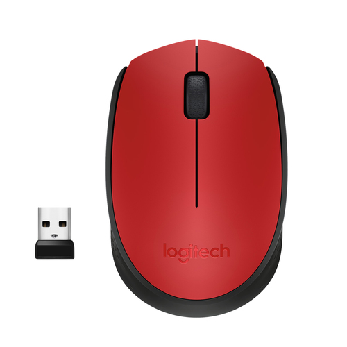 [910-004641] Logitech M171 Red-K, Ambidextre, Optique, RF sans fil, 1000 DPI, Rouge