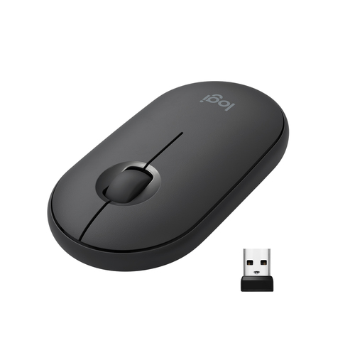 [910-005718] Logitech Pebble M350, Ambidextre, Optique, RF sans fil + Bluetooth, 1000 DPI, Graphite