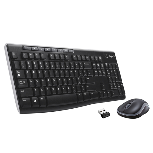 [920-004509] Logitech Wireless Combo MK270, Taille réelle (100 %), Sans fil, USB, QWERTY, Noir, Souris incluse