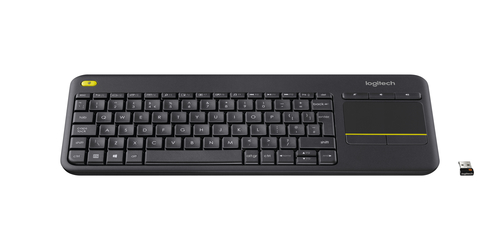 [920-007129] Logitech K400 Plus Tv, Taille réelle (100 %), Sans fil, RF sans fil, AZERTY, Noir