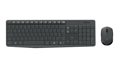 [920-007907] Logitech MK235, Taille réelle (100 %), Sans fil, USB, AZERTY, Gris, Souris incluse