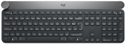 [920-008497] Logitech Craft Advanced keyboard with creative input dial, Taille réelle (100 %), Sans fil, RF sans fil + Bluetooth, AZERTY, Noir, Gris