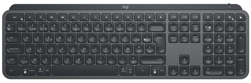 [920-009405] Logitech MX Keys, Taille réelle (100 %), Sans fil, RF sans fil + Bluetooth, AZERTY, Graphite