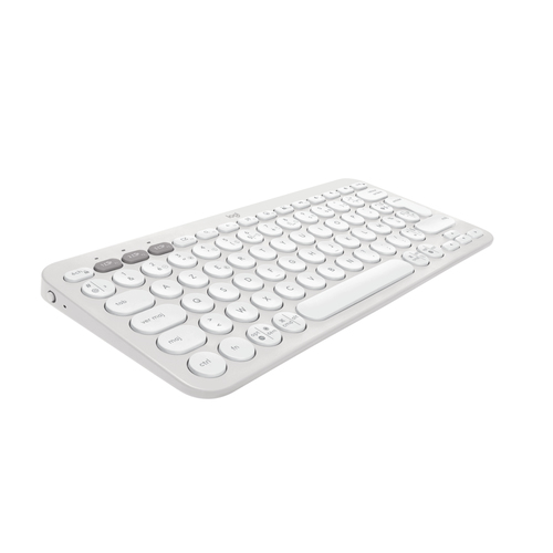 [920-011804] Logitech Pebble Keys 2 K380s, Mini, Sans fil, RF sans fil + Bluetooth, Commutateur de touche « ciseaux », AZERTY, Blanc