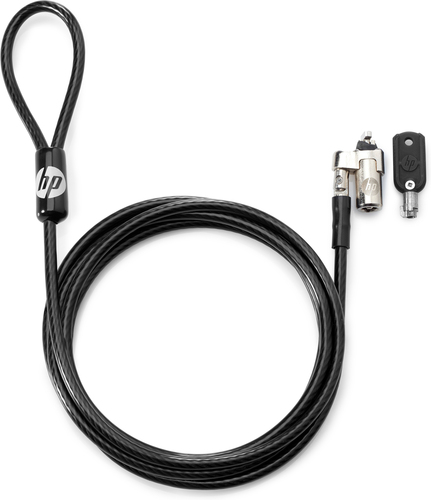 [T1A62AA] HP Kit de verrouillage de câble à clé 10 mm, 1,83 m, Clé ronde, Acier galvanisé, Noir