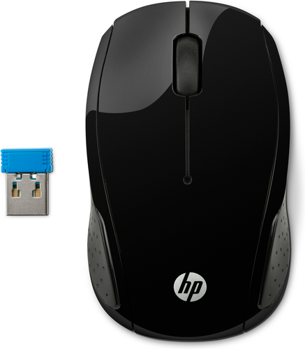 [X6W31AA] HP Souris sans fil 200, Ambidextre, Optique, RF sans fil, 1000 DPI, Noir