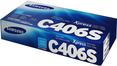 [ST986A] Samsung CLT-C406S Cyan Original Toner Cartridge, 1000 pages, Cyan, 1 pièce(s)