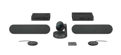 [960-001242] Logitech Rally Plus, Système de vidéoconférence de groupe, 4K Ultra HD, 60 ips, 90°, 15x, Noir