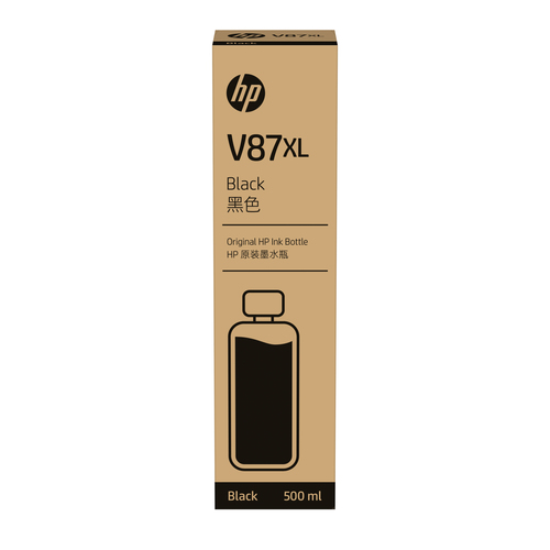 [7FN98A] HP Cartouche d’encre noire grande capacité V87XL en bouteille - 500 ml, DesignJet T858, DesignJet T908, DesignJet T918, Impression à jet d'encre, Noir, 75 mm, 75 mm, 286,5 mm