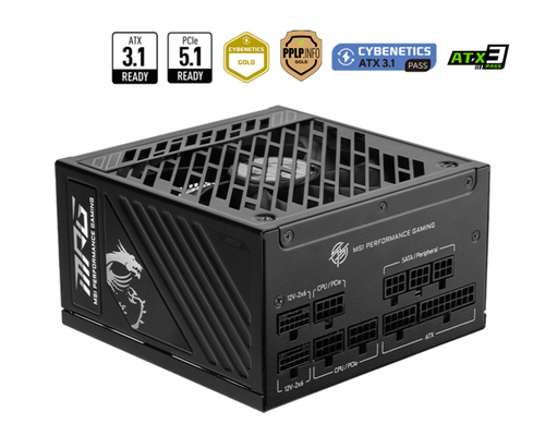 [306-7ZPFX11-CE0] MSI MPG A1250GS PCIE5, 1250 W, 100 - 240 V, 2937 W, 50/60 Hz, Actif, 90%